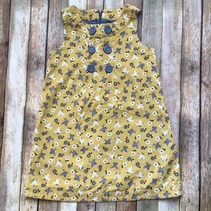 Mini Boden Yellow Floral A-Line Dress with Blue Buttons